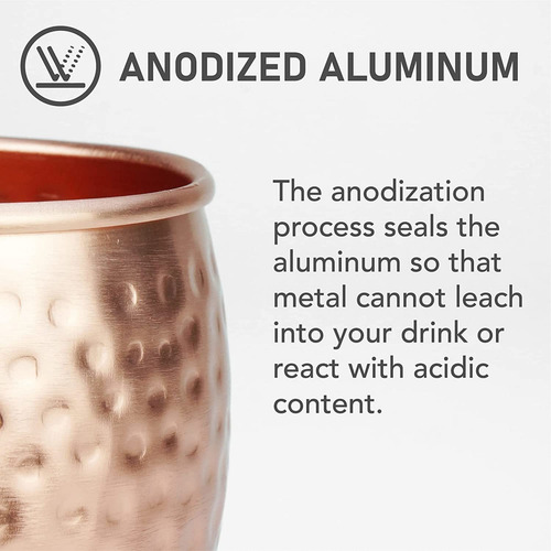 Arora Moscow Mule - Juego De 4 Tazas De Aluminio Martilladas Hechas A Mano Para Bebidas De Cóctel, Bar De Cerveza, Regalos De Fiesta, Color Cobre, 29 Onzas