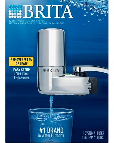 Brita Sistema de filtro de agua del grifo, sistema de filtración de grifo  de agua con recordatorio de cambio de filtro, reduce el plomo, sin BPA