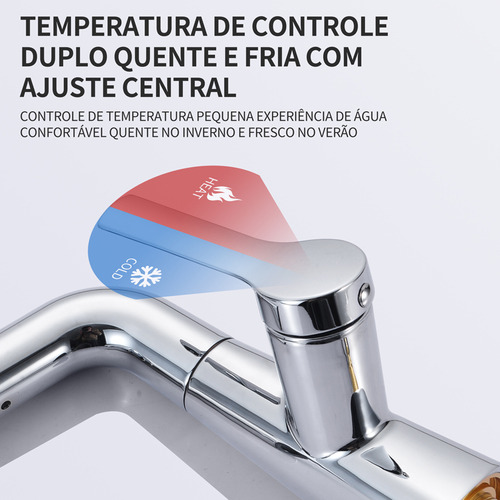 2025 Torneira De Cozinha E Banheiro Monocomando Flexível 4 Modos Misturador Aço Inoxidável 304 Brilhante - Gourmet C/ Base Giratória E Saída Cascata | Pia/bancada +60cm Tubo Dorofox