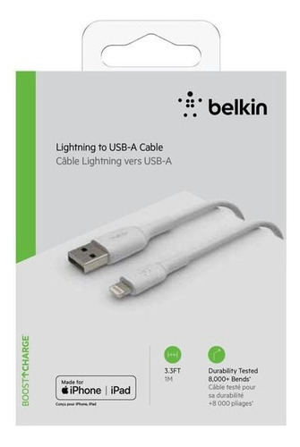 Cable Lightning Usb-a Boost Charge 1m Blanco Belkin Circuit