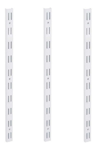 Trilho Cremalheira Duplo Branco Para Prateleira 1,5m - Kit3