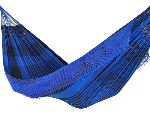 Rede Descanso Dormir Casal Luxo Gigante Jaguaruana Cor Azul Com Preto Jaguaruana