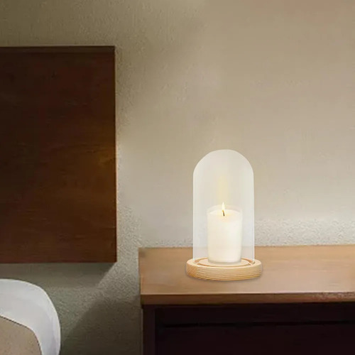 Aplicable A Cúpula De Vidrio Campana Campana Base De Madera