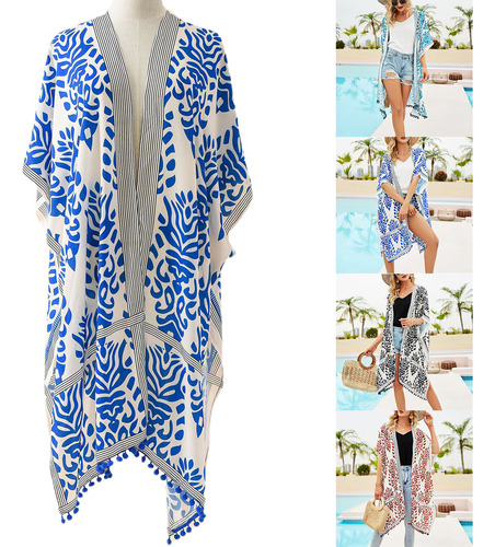 Cárdigan Tipo Kimono Para Mujer, Playa Y Verano, Holgado, Pa