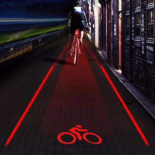 Luz Trasera Para Bicicleta 2 Láseres+5 Led, 4 Luces Trasera