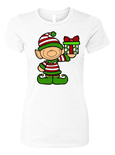 Camiseta Duende De Navidad Femenina White Dama 