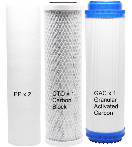 Imagen 2 de 5 de Kit 6 Meses Repuesto Filtros Osmosis Inversa Pp X2, Gac, Cto