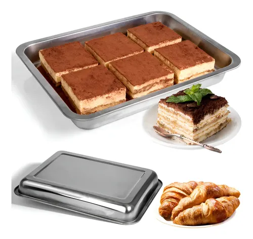 Assadeira Grande Aço Inox Retangular Para Assados/forma/tabuleiro,pizza Retangular,para Assar Frango Carne Forma Bolo Doces Assadeiras Bolo Para Máquinas De Lavar Louça,durabilidade,altura 4,8cm