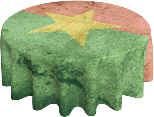 Round Tablecloth Vintage Burkina Faso Flag 60 Inch Polyeste