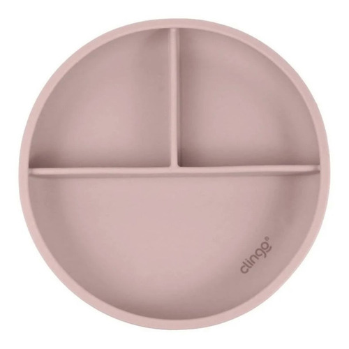 Prato De Silicone Com Divisórias E Ventosa Rosa Clingo