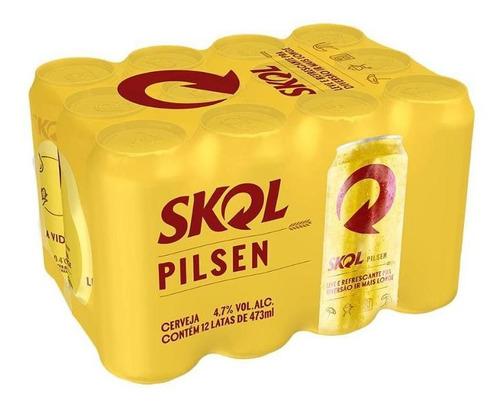 Cerveja Skol Lata 473ml Com 12 Unidades