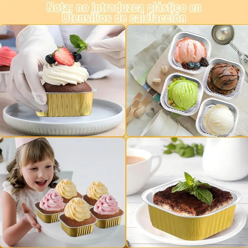 BANNA 50 Molde Aluminio Desechable 300ml Con Tapa, 10 Oz/300ML Moldes Para Tartas, Moldes Cuadrados De Foil Para Tartas De Bodas, Fiestas Y Cumpleaños, 11.2 * 11.2 * 4 cm , Dorado