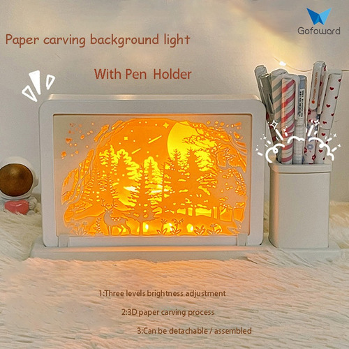 Portalápices Espejo Iluminado Usb Luz Nocturna Led