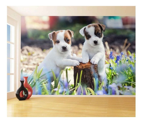 Papel De Parede Animais Filhotes Cachorro 3d 4m² Anm245