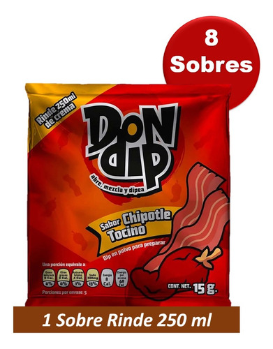 Dip Sabor Tocino Con Chipotle Dip Para Botanear 15g 8 Piezas
