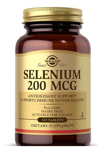 Selenio 200 Mcg Solgar 100 Tabletas