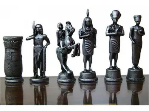 Tabuleiro De Xadrez Egípcio Horus vs Set 32 Peças De Ferro