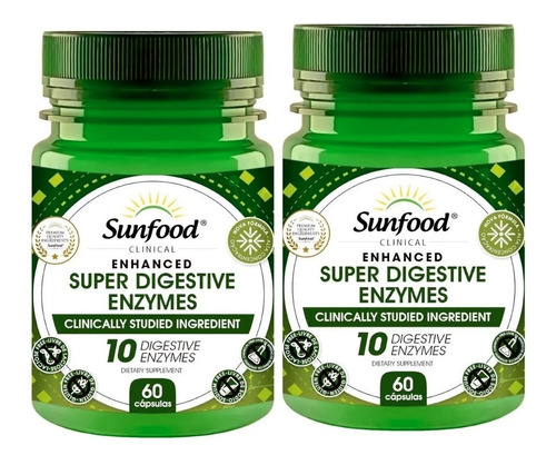 Super Digestive Enzymes Sunfood 120 Caps 10 Strains Formula