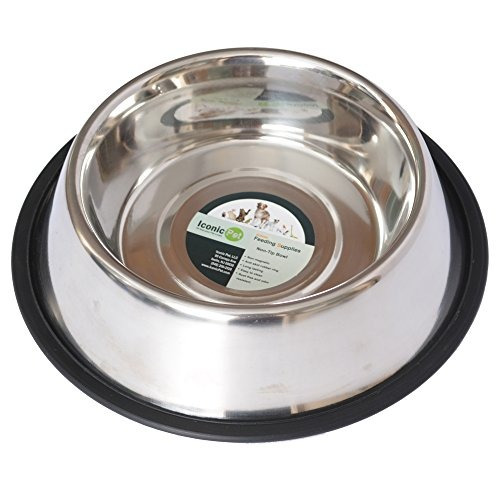 Iconic Pet 2 Cup Stainless Steel Non Skid Pet Bowl For