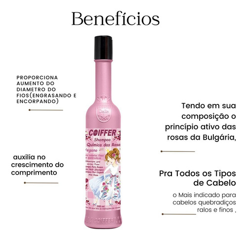 Shampoo Engrossador De Fios E Crescimento 300ml Coiffer Rosa