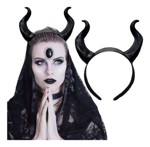 Diadema De Cuernos De Diablo, Color Negro, Cuernos De A