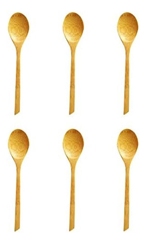 4110 - Juego De 6 Cucharas Largas De Madera De Bambú, Cuchar