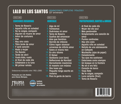 Imagen 2 de 2 de Lalo De Los Santos - Grabaciones Completas 1956/2001 (3cds)