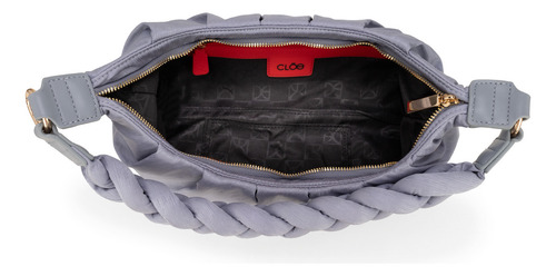 Bolsa Baguette Cloe Para Mujer Asa Al Hombro Trenzada Color Gris