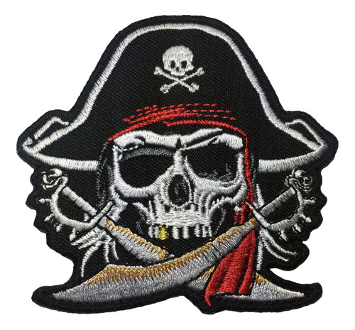 Pirata Calavera Cruz Espadas Turbante Rojo Esqueleto Hueso Z