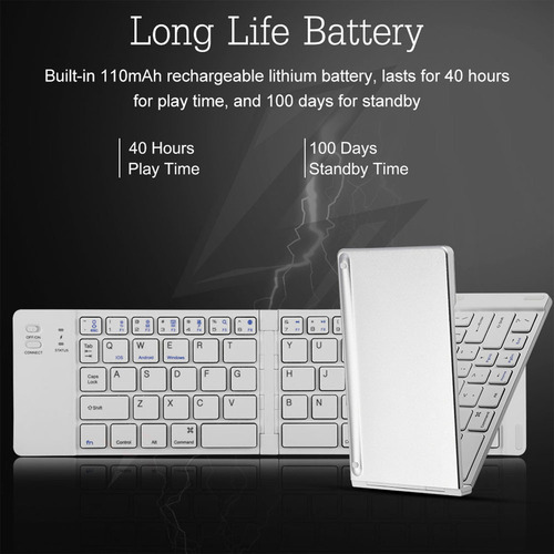 Teclado Bluetooth Inalámbrico Plegable Magnético Portátil Pa
