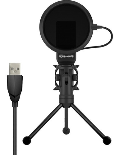 Imagen 3 de 5 de Microfono Marvo Usb De Escritorio Condensador Streamingmic03