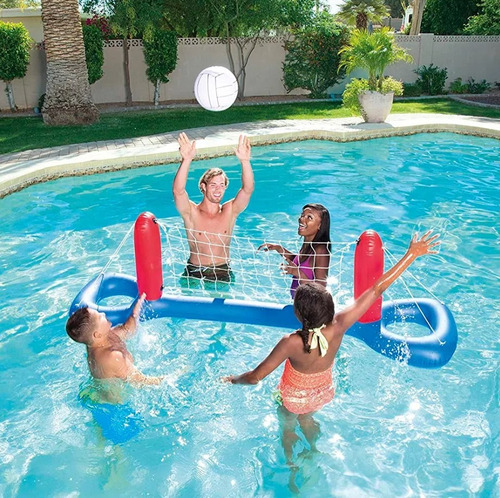 Set Red De Voley Bestway Inflable Rigido Con Pelota Pileta