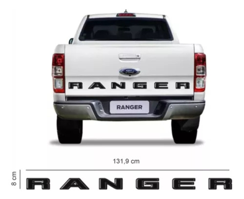 Ford Ranger 2020/21 Calcomanía Resinada Tapa Trasera Tricolo