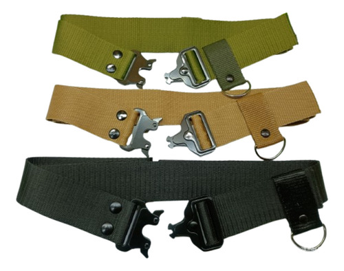 Cinturon Tactico Cobra Militar 4 Cm C/presilla Hebilla Metal Negro Nylon Xxl