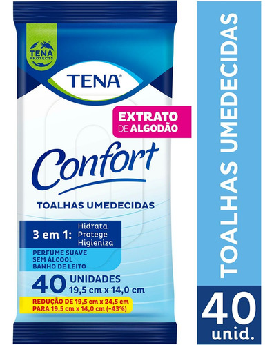 Toalhas umedecidas tena Confort compacta 40 unidades