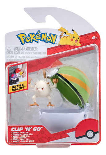 Pokemon Clip N Go Mankey Con Nido Ball 5cm Jazwares