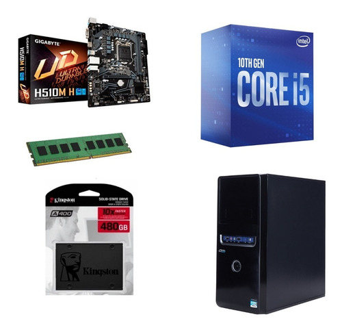 Kit Actualización Core I5 10400 H510 Ram 4g 480g Gabinete Kt