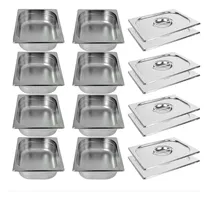 Comprar Kit De 8 Cubas Gastronômicas Com Tampa Buffet Inox 1\u002F2 150mm