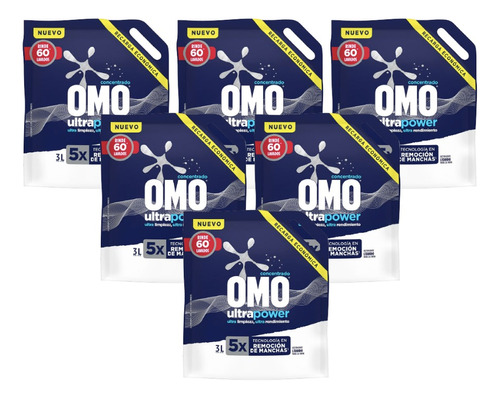 Omo Detergente Liquido Matic Doypack 6 X 3 L