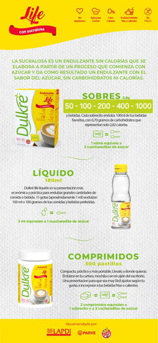 3 Pack Sachets Endulzante Sucralosa | Total 3000 Un. Dulkré
