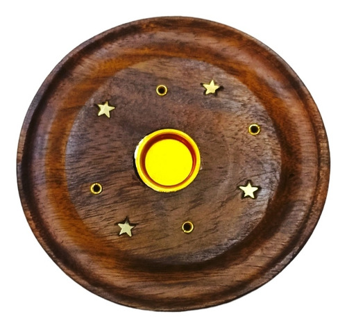 Porta Incienso De Disco De Madera Hindú