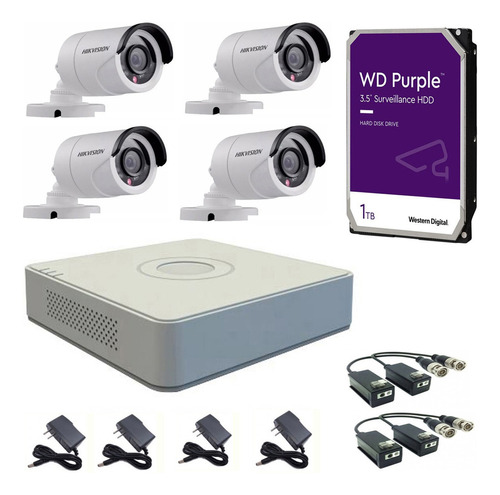 Combo 4 Camaras De Seguridad + Disco 1t Hikvision 2ce16c0t-i