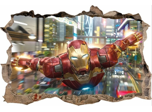 Vinilos Efecto 3d Hueco Pared Iron Man- 1.50m X 1m