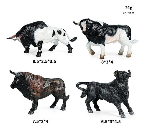 12 Piezas De Juguete De Vaca De Ganado De Toro Simulado