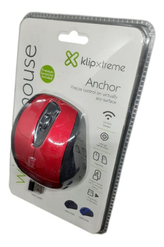 Imagen 3 de 6 de Mouse Inalámbrico Klipxtreme Anchor Óptico Ergonómico Rojo