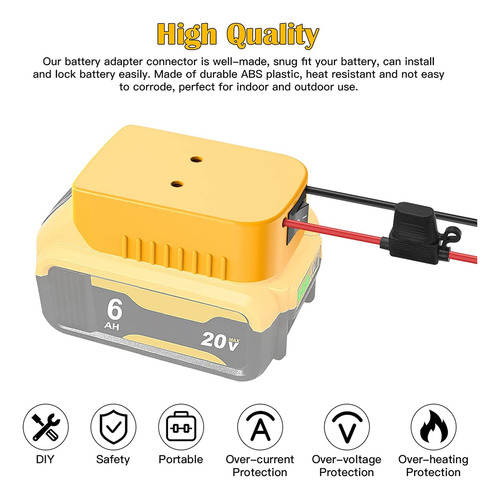 Adaptador De Batería Con Fusible E Interruptor Para Dewalt 2
