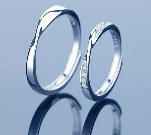 Imagen 2 de 6 de Anillos Plata Parejas Compromiso Amor Ilusion 925 Matrimonio