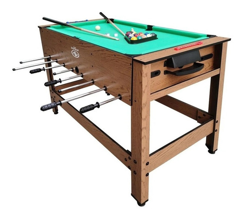 Mesa De Billar Multijuegos 2 En 1 Futbolito Accesorios Works Paño Verde