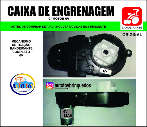Caxa De Engrenagem Bandeirante Com Motor 6v/12ah