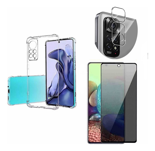 Carcasa Transparente Para Xiaomi Note 11 Pro 5g + Láminas